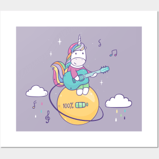 Unicorn guitar player Posters and Art